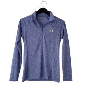 Under Armour Tech 1/2 Zip Twist Shirt Women's Small Loose Heat Gear Blue Purple